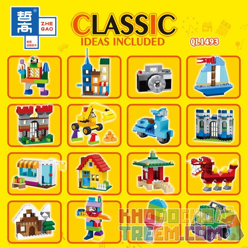 ZHEGAO QL1493 1493 non  LẮP RÁP MIỄN PHÍ CÁC BỘ PHẬN CƠ BẢN SÁNG TẠO TỰ LÀM NHỎ bộ đồ chơi xếp lắp ráp ghép mô hình Classic CLASSIC IDEAS INCLUDED Cổ Điển 200 khối
