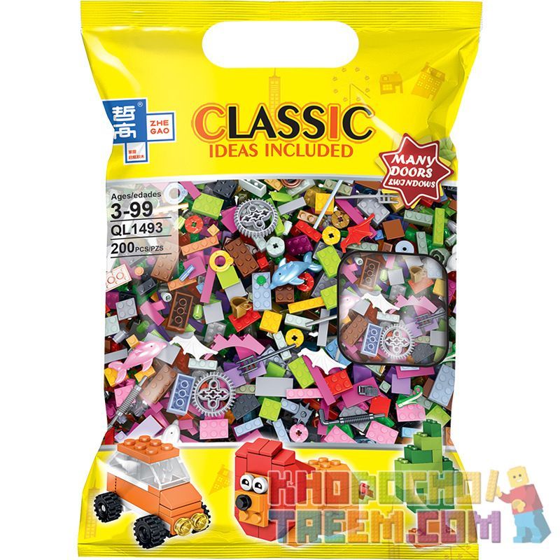 ZHEGAO QL1493 1493 non  LẮP RÁP MIỄN PHÍ CÁC BỘ PHẬN CƠ BẢN SÁNG TẠO TỰ LÀM NHỎ bộ đồ chơi xếp lắp ráp ghép mô hình Classic CLASSIC IDEAS INCLUDED Cổ Điển 200 khối