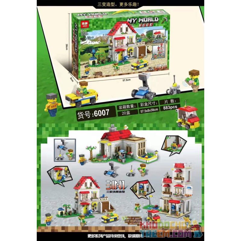 SX 1042 non Lego BIỆT THỰ GIA ĐÌNH bộ đồ chơi xếp lắp ráp ghép mô hình Minecraft MY WORLD Game Xây Dựng 692 khối