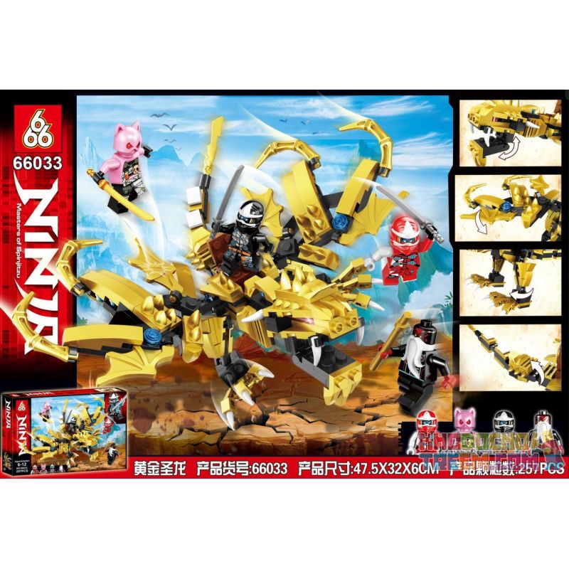 666 66033 non Lego RỒNG VÀNG bộ đồ chơi xếp lắp ráp ghép mô hình The Lego Ninjago Movie Ninja Lốc Xoáy 257 khối