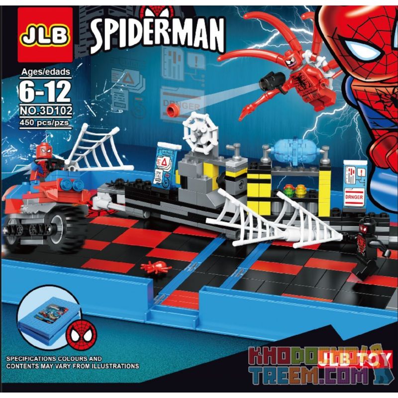 JLB 3D102 non Lego SÁCH BẬT LÊN VỀ NGƯỜI NHỆN bộ đồ chơi xếp lắp ráp ghép mô hình Super Heroes SPIDER-MAN Siêu Nhân Anh Hùng 450 khối