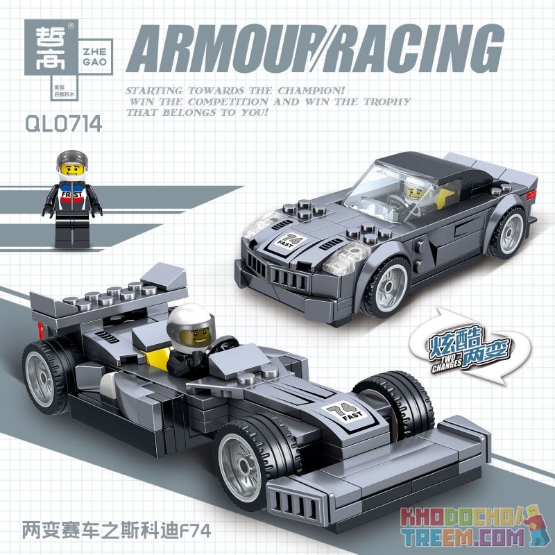 ZHEGAO QL0714 0714 QL0715 0715 QL0716 0716 QL0717 0717 non  4 MÔ HÌNH bộ đồ chơi xếp lắp ráp ghép mô hình Armour Racing Đua Xe Vũ Trang 619 khối