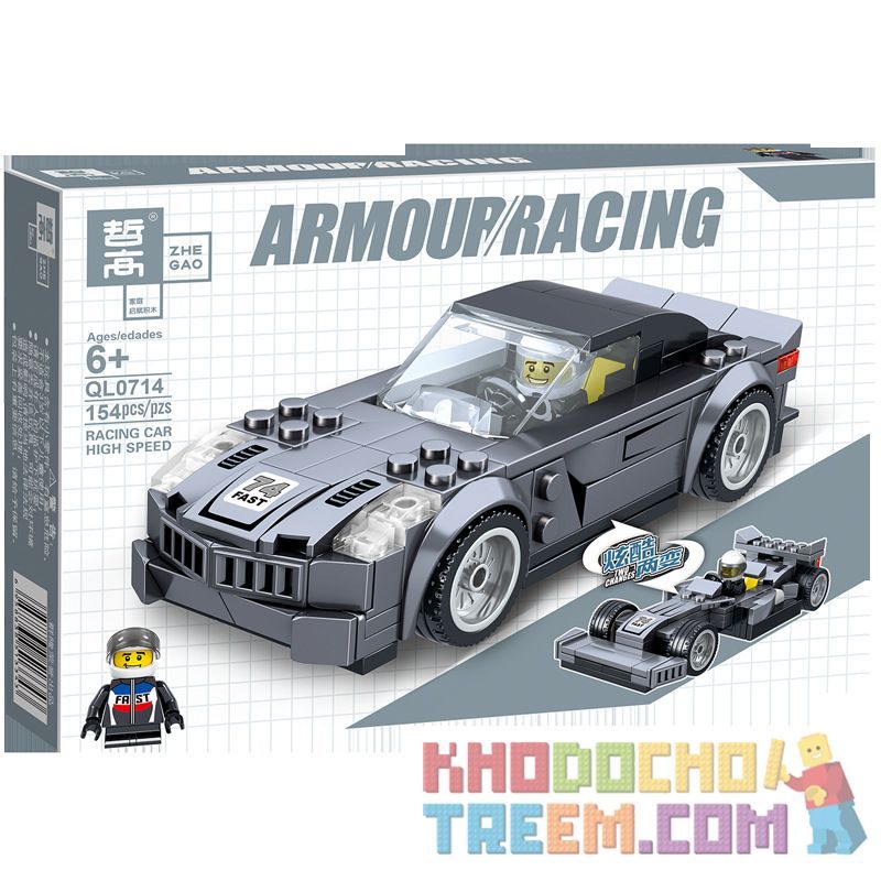 ZHEGAO QL0714 0714 QL0715 0715 QL0716 0716 QL0717 0717 non  4 MÔ HÌNH bộ đồ chơi xếp lắp ráp ghép mô hình Armour Racing Đua Xe Vũ Trang 619 khối