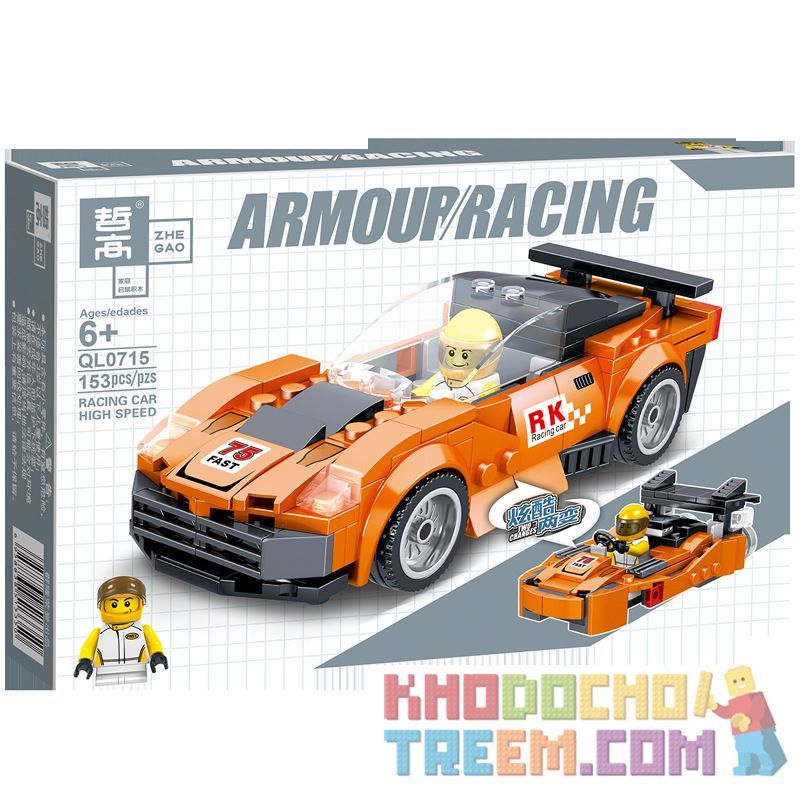 ZHEGAO QL0714 0714 QL0715 0715 QL0716 0716 QL0717 0717 non  4 MÔ HÌNH bộ đồ chơi xếp lắp ráp ghép mô hình Armour Racing Đua Xe Vũ Trang 619 khối