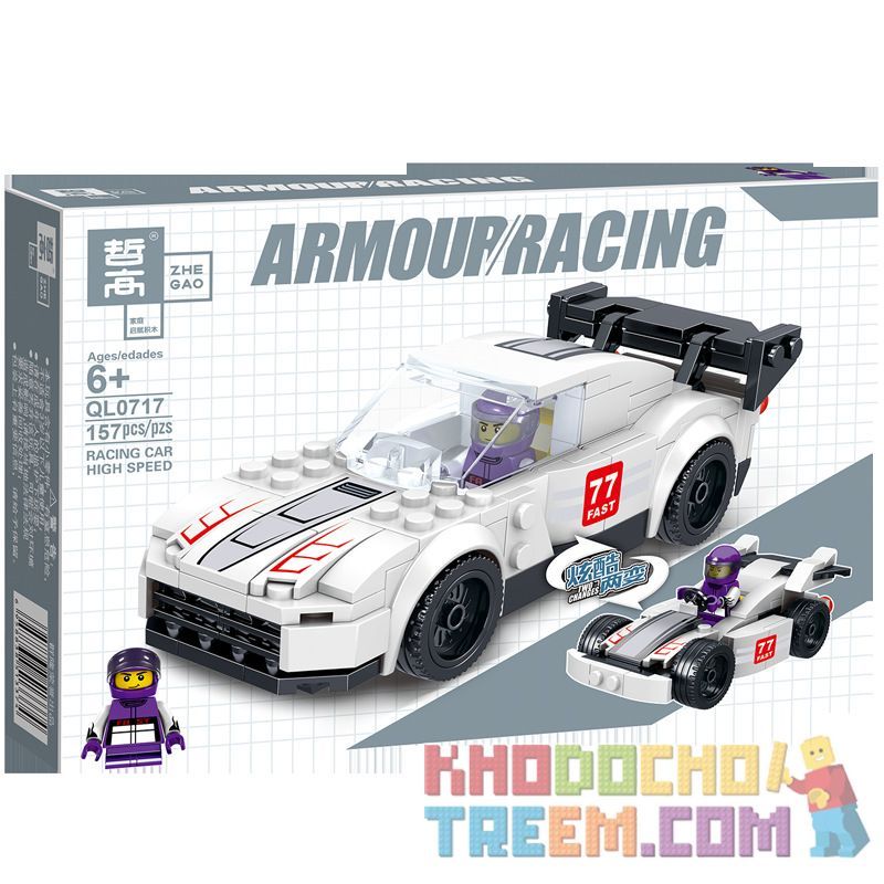 ZHEGAO QL0714 0714 QL0715 0715 QL0716 0716 QL0717 0717 non  4 MÔ HÌNH bộ đồ chơi xếp lắp ráp ghép mô hình Armour Racing Đua Xe Vũ Trang 619 khối