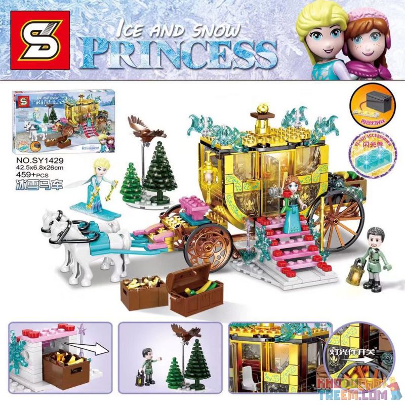 SHENG YUAN SY SY1429 1429 non Lego VẬN CHUYỂN BĂNG bộ đồ chơi xếp lắp ráp ghép mô hình Frozen ICE AND SNOW PRINCESS Nữ Hoàng Băng Giá 459 khối