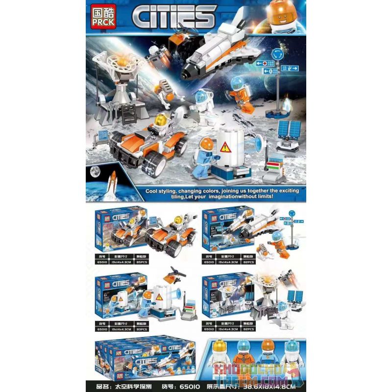 PRCK 65010 non Lego KHÁM PHÁ KHOA HỌC VŨ TRỤ 4 LOẠI bộ đồ chơi xếp lắp ráp ghép mô hình City Thành Phố 332 khối
