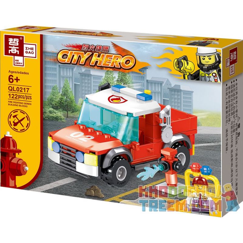 ZHEGAO QL0217 0217 non  CỨU HỎA QUÁN CÀ PHÊ 4 KIỂU bộ đồ chơi xếp lắp ráp ghép mô hình City Hero Anh Hùng Trong Thành Phố 479 khối
