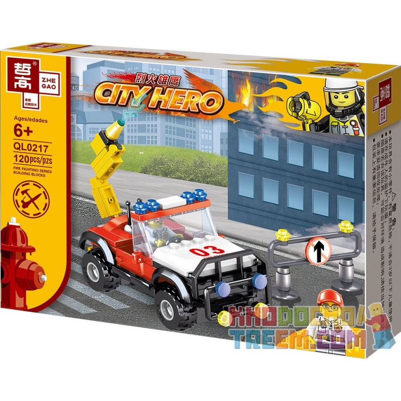 ZHEGAO QL0217 0217 non  CỨU HỎA QUÁN CÀ PHÊ 4 KIỂU bộ đồ chơi xếp lắp ráp ghép mô hình City Hero Anh Hùng Trong Thành Phố 479 khối