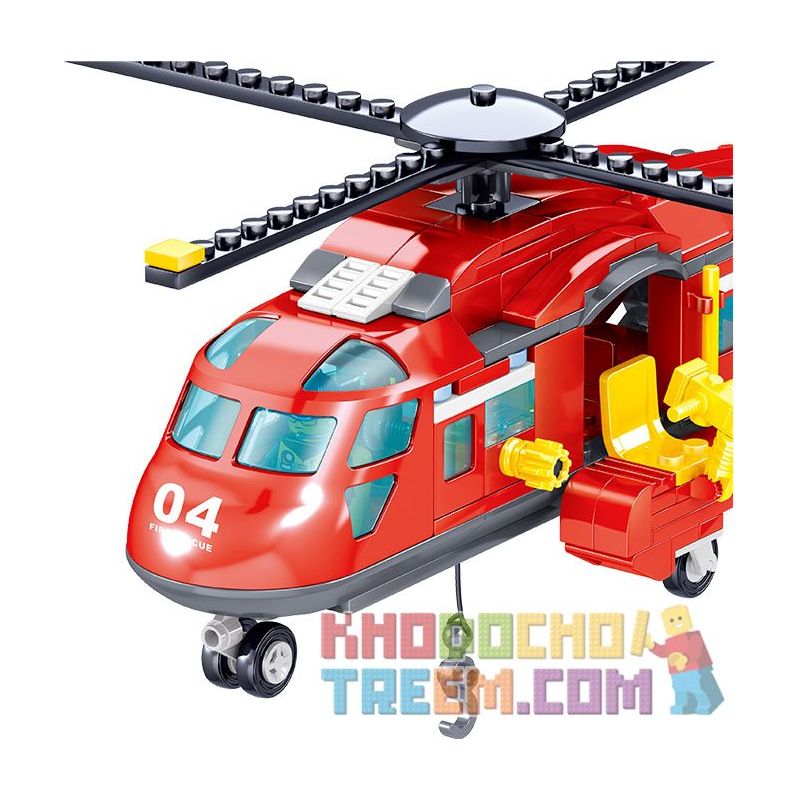 ZHEGAO QL0218 0218 non  TRỰC THĂNG CỨU HỘ HỎA bộ đồ chơi xếp lắp ráp ghép mô hình City Hero Anh Hùng Trong Thành Phố 252 khối