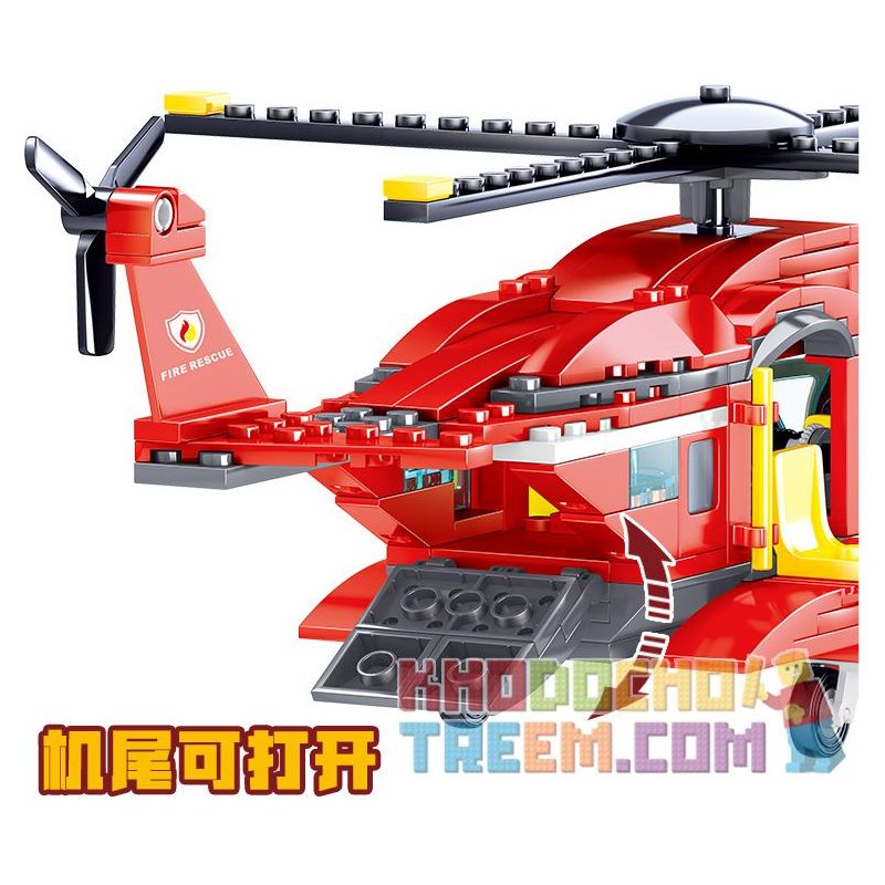 ZHEGAO QL0218 0218 non  TRỰC THĂNG CỨU HỘ HỎA bộ đồ chơi xếp lắp ráp ghép mô hình City Hero Anh Hùng Trong Thành Phố 252 khối