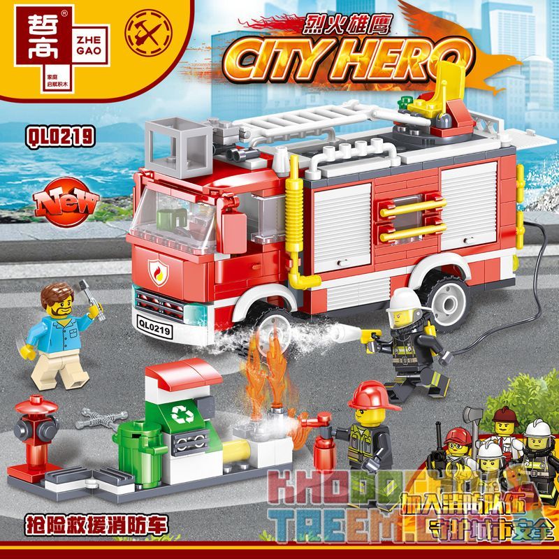 ZHEGAO QL0219 0219 non Lego CỨU HỘ XE HỎA bộ đồ chơi xếp lắp ráp ghép mô hình City Hero Anh Hùng Trong Thành Phố 370 khối