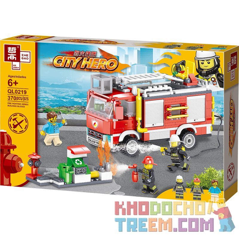ZHEGAO QL0219 0219 non  CỨU HỘ XE HỎA bộ đồ chơi xếp lắp ráp ghép mô hình City Hero Anh Hùng Trong Thành Phố 370 khối
