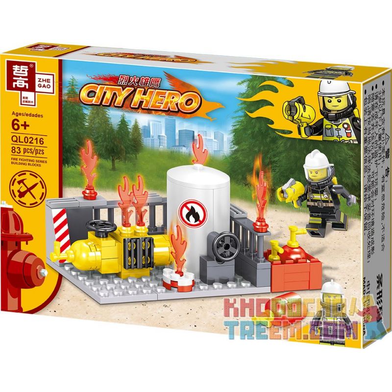 ZHEGAO QL0216 0216 non  MÁY KHOAN PHÒNG CHÁY CHỮA 4 MẪU bộ đồ chơi xếp lắp ráp ghép mô hình City Hero Anh Hùng Trong Thành Phố 335 khối