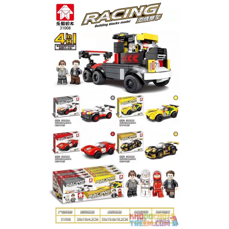 LEYI 31008A 31008B 31008C 31008D non  4 LOẠI XE ĐỊA HÌNH ĐUA bộ đồ chơi xếp lắp ráp ghép mô hình Racing Cuộc Đua 680 khối