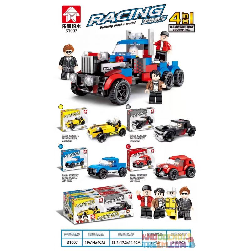 LEYI 31007A 31007B 31007C 31007D non  4 SỰ KẾT HỢP CỦA SIÊU XE ĐỊA HÌNH bộ đồ chơi xếp lắp ráp ghép mô hình Racing Cuộc Đua 333 khối