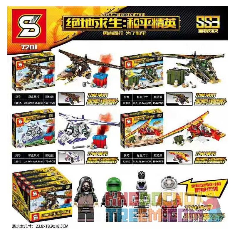 SHENG YUAN SY 7201 non Lego 4 LOẠI TÀU LƯỢN bộ đồ chơi xếp lắp ráp ghép mô hình Game For Peace Chiến Đấu Cho Hòa Bình 637 khối