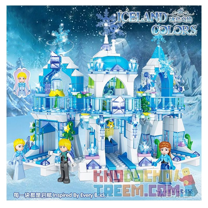 ZHEGAO QL2217 2217 non  VƯƠNG QUỐC BĂNG VÀ TUYẾT bộ đồ chơi xếp lắp ráp ghép mô hình Frozen ICELAND COLORS Nữ Hoàng Băng Giá 463 khối