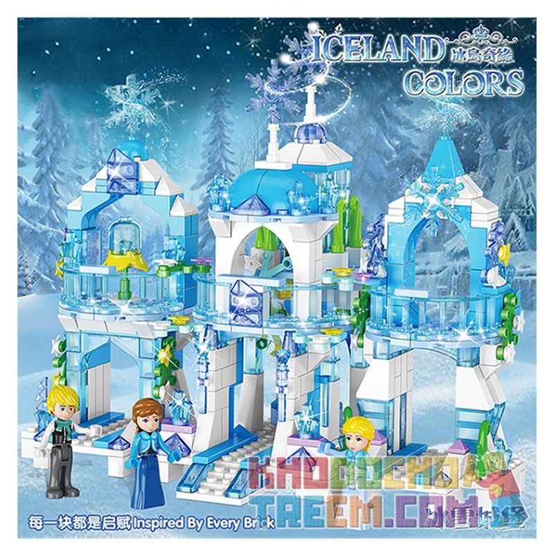 ZHEGAO QL2217 2217 non  VƯƠNG QUỐC BĂNG VÀ TUYẾT bộ đồ chơi xếp lắp ráp ghép mô hình Frozen ICELAND COLORS Nữ Hoàng Băng Giá 463 khối