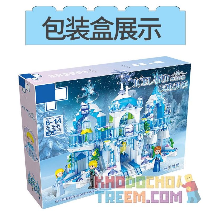 ZHEGAO QL2217 2217 non  VƯƠNG QUỐC BĂNG VÀ TUYẾT bộ đồ chơi xếp lắp ráp ghép mô hình Frozen ICELAND COLORS Nữ Hoàng Băng Giá 463 khối