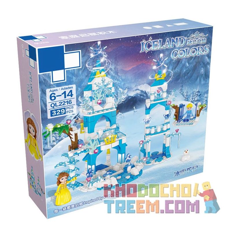 ZHEGAO QL2217 2217 non  VƯƠNG QUỐC BĂNG VÀ TUYẾT bộ đồ chơi xếp lắp ráp ghép mô hình Frozen ICELAND COLORS Nữ Hoàng Băng Giá 463 khối
