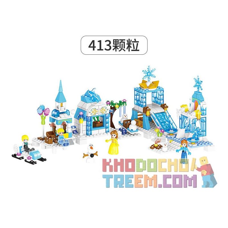 ZHEGAO QL2217 2217 non  VƯƠNG QUỐC BĂNG VÀ TUYẾT bộ đồ chơi xếp lắp ráp ghép mô hình Frozen ICELAND COLORS Nữ Hoàng Băng Giá 463 khối