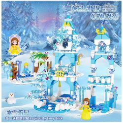 ZHEGAO QL2217 2217 non  VƯƠNG QUỐC BĂNG VÀ TUYẾT bộ đồ chơi xếp lắp ráp ghép mô hình Frozen ICELAND COLORS Nữ Hoàng Băng Giá 463 khối