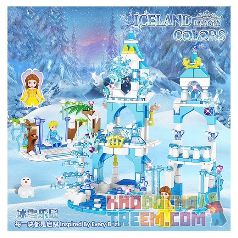 ZHEGAO QL2217 2217 non  VƯƠNG QUỐC BĂNG VÀ TUYẾT bộ đồ chơi xếp lắp ráp ghép mô hình Frozen ICELAND COLORS Nữ Hoàng Băng Giá 463 khối