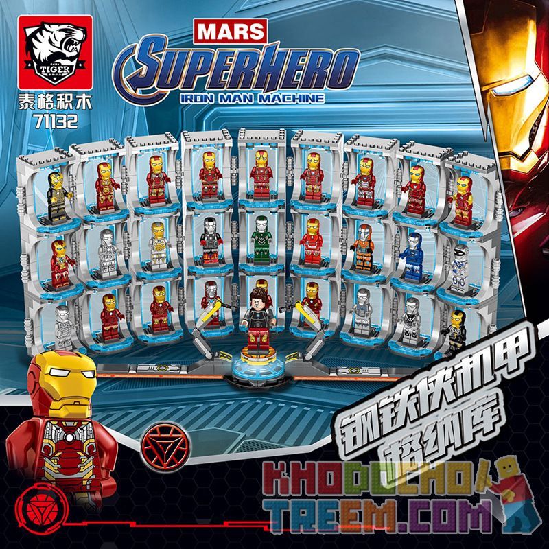 TIGER 71132 non Lego IRON MAN MECHA GNAKU bộ đồ chơi xếp lắp ráp ghép mô hình Super Heroes IRON MAN MACHINE Siêu Nhân Anh Hùng 1404 khối