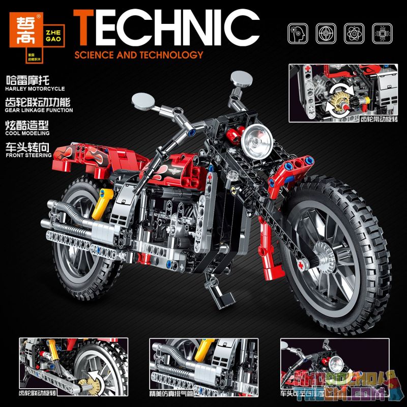 ZHEGAO QL0412 0412 non  HARLEY MOTORCYCLE. bộ đồ chơi xếp lắp ráp ghép mô hình  Kỹ Thuật Công Nghệ Cao Mô Hình Phương Tiện 400 khối