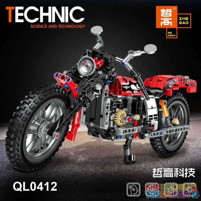 ZHEGAO QL0412 0412 non  HARLEY MOTORCYCLE. bộ đồ chơi xếp lắp ráp ghép mô hình  Kỹ Thuật Công Nghệ Cao Mô Hình Phương Tiện 400 khối