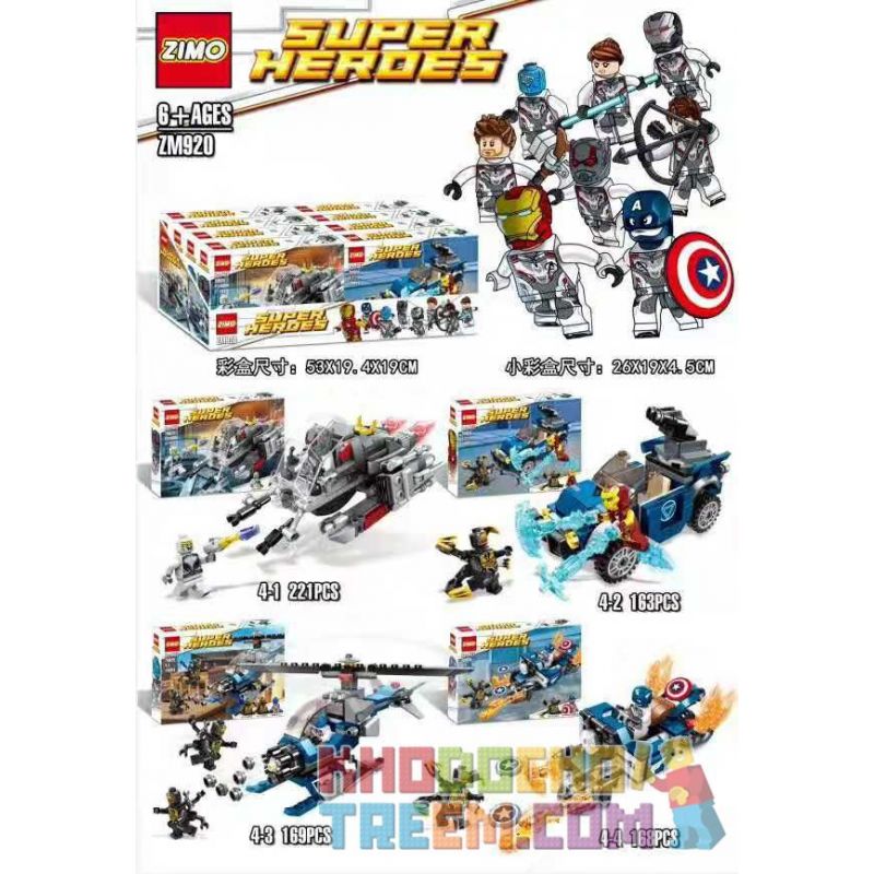 ZIMO ZM920 non Lego XE CỦA AVENGERS 4 bộ đồ chơi xếp lắp ráp ghép mô hình Super Heroes Siêu Nhân Anh Hùng 721 khối