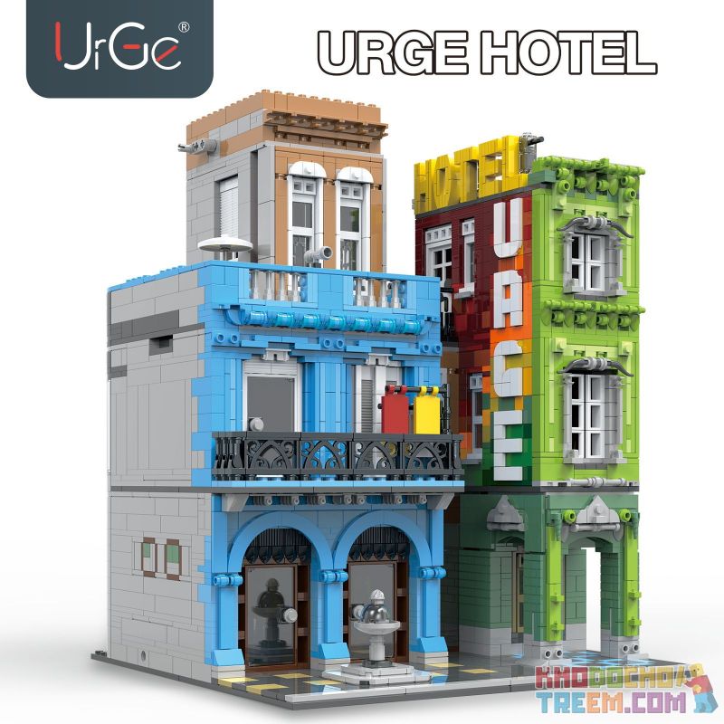 LIN07 00956 URGE UG-10182 10182 UG10182 non Lego KHÁCH SẠN Ở CUBA bộ đồ chơi xếp lắp ráp ghép mô hình Creator HOTEL Sáng Tạo 4143 khối