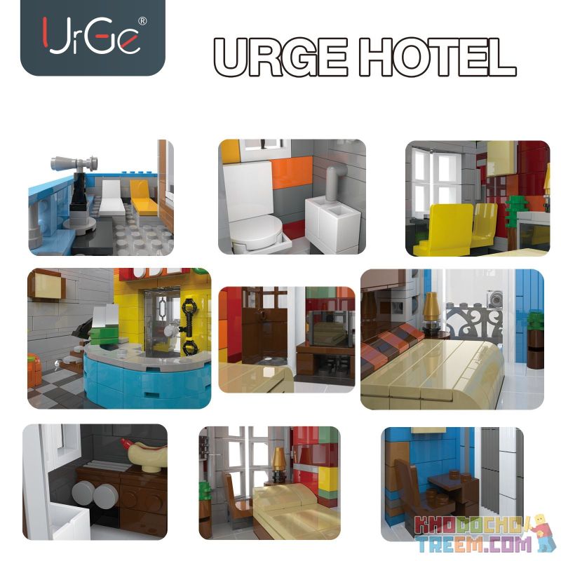 LIN07 00956 URGE UG-10182 10182 UG10182 non  KHÁCH SẠN Ở CUBA bộ đồ chơi xếp lắp ráp ghép mô hình Creator HOTEL Sáng Tạo 4143 khối