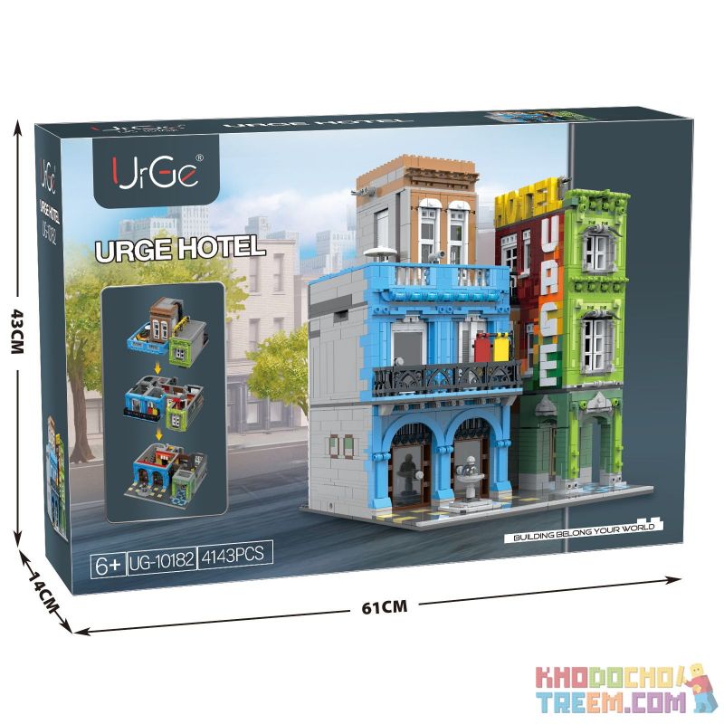 LIN07 00956 URGE UG-10182 10182 UG10182 non  KHÁCH SẠN Ở CUBA bộ đồ chơi xếp lắp ráp ghép mô hình Creator HOTEL Sáng Tạo 4143 khối