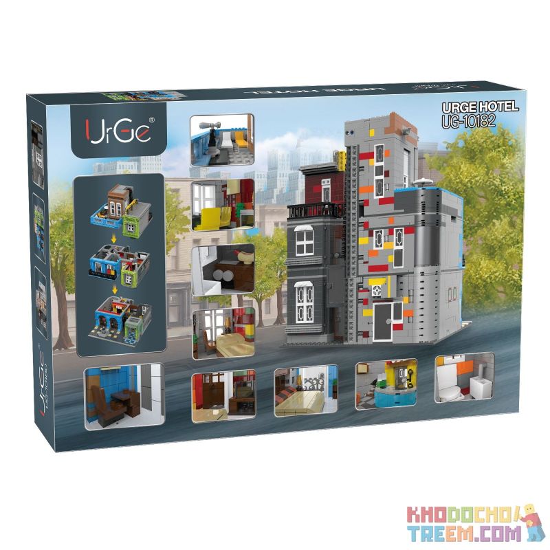 LIN07 00956 URGE UG-10182 10182 UG10182 non  KHÁCH SẠN Ở CUBA bộ đồ chơi xếp lắp ráp ghép mô hình Creator HOTEL Sáng Tạo 4143 khối