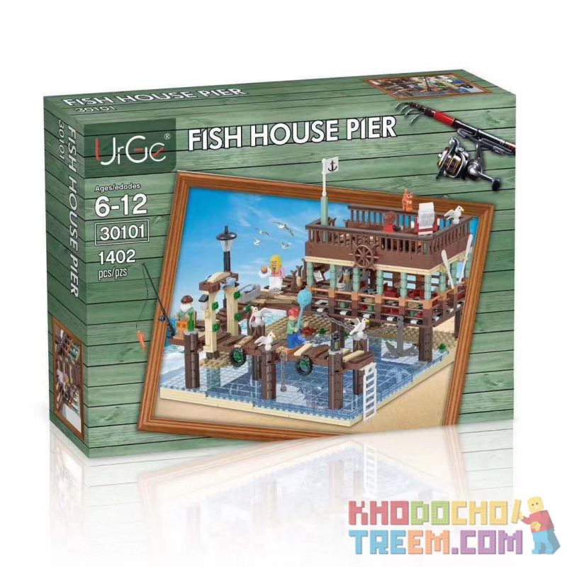 URGE 30101 non Lego BẾN NHÀ CÁ bộ đồ chơi xếp lắp ráp ghép mô hình Town FISH HOUSE PIER Thị Trấn 1402 khối