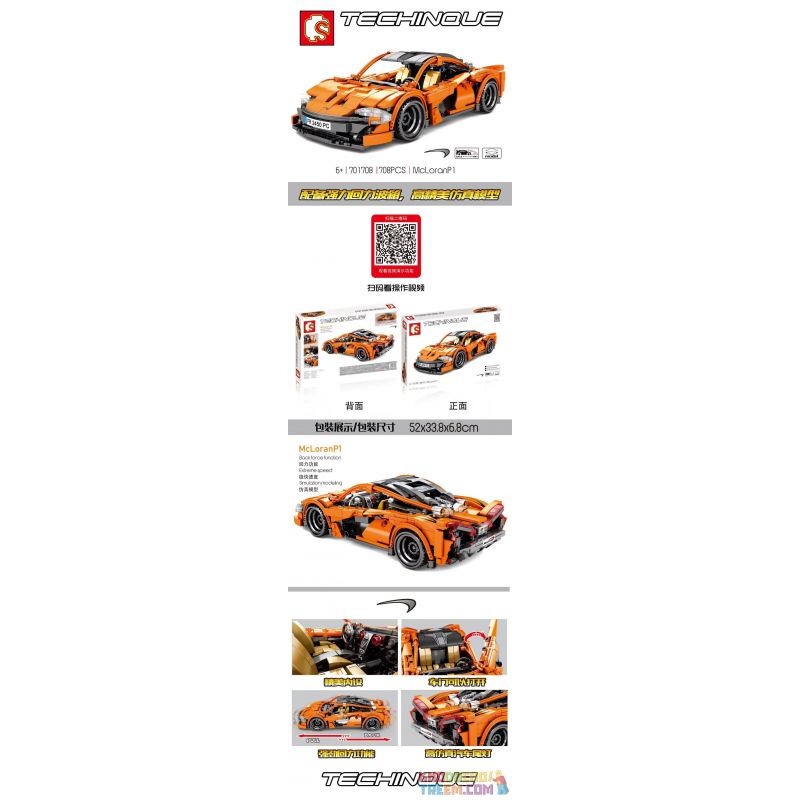 IBLOCK PL-920-154 920-154 PL920-154 SEMBO 701708 non  MCLAREN P1 LÙI XE bộ đồ chơi xếp lắp ráp ghép mô hình Speed Champions Racing Cars Đua Xe Công Thức 708 khối