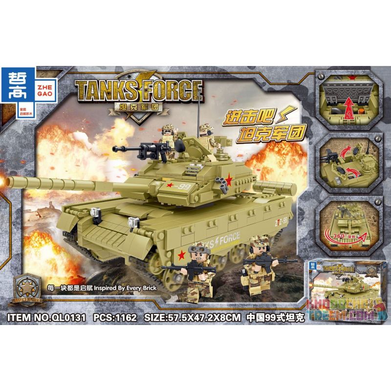 ZHEGAO QL0131 0131 non Lego XE TĂNG KIỂU 99 CỦA TRUNG QUỐC bộ đồ chơi xếp lắp ráp ghép mô hình Tank Battle TANKSFORCE Xe Tăng Đối Đầu 1162 khối