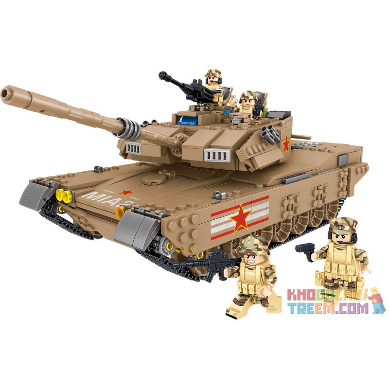 ZHEGAO QL0129 0129 non  XE TĂNG CHIẾN ĐẤU CHỦ LỰC M1A2 CỦA TRUNG QUỐC bộ đồ chơi xếp lắp ráp ghép mô hình Tank Battle TANKSFORCE Xe Tăng Đối Đầu 1051 khối