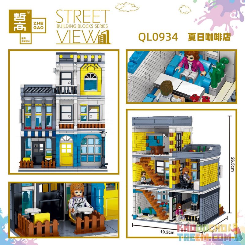 ZHEGAO QL0934 0934 non  QUÁN CÀ PHÊ MÙA HÈ bộ đồ chơi xếp lắp ráp ghép mô hình Creator SUMMER COFFEE SHOP Sáng Tạo 1278 khối ZHEGAO QL0934 0934 non  QUÁN CÀ PHÊ MÙA HÈ bộ đồ chơi xếp lắp ráp ghép mô hình Creator SUMMER COFFEE SHOP Sáng Tạo 1278 khối