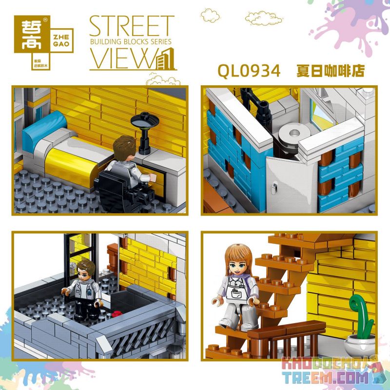 ZHEGAO QL0934 0934 non  QUÁN CÀ PHÊ MÙA HÈ bộ đồ chơi xếp lắp ráp ghép mô hình Creator SUMMER COFFEE SHOP Sáng Tạo 1278 khối ZHEGAO QL0934 0934 non  QUÁN CÀ PHÊ MÙA HÈ bộ đồ chơi xếp lắp ráp ghép mô hình Creator SUMMER COFFEE SHOP Sáng Tạo 1278 khối