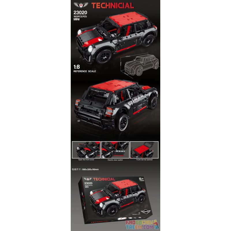 QIZHILE 23020 REBRICKABLE MOC-36559 36559 MOC36559 non  MINI COOPER F56 2016 8 | 42056 BỘ tỷ lệ 1:8 bộ đồ chơi xếp lắp ráp ghép mô hình  MINI COOPER F56 2016 | 42056 B-MODEL Kỹ Thuật Công Nghệ Cao Mô Hình Phương Tiện 1757 khối
