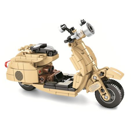 SEMBO 701104 SHENZHEN RAEL ENTERTAINMENT 50005 non  ĐỘNG CƠ CỪU NHỎ bộ đồ chơi xếp lắp ráp ghép mô hình Motorcycle Motorbike VESPA 150（1956） Xe Hai Bánh 256 khối