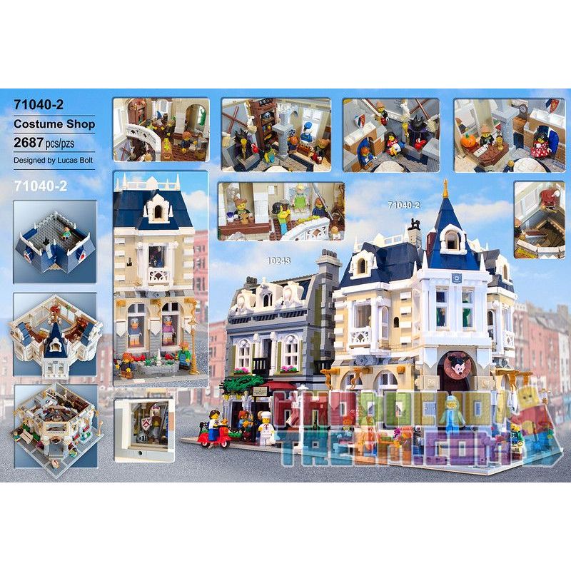 REBRICKABLE MOC-14603 14603 MOC14603 ZHEGAO QL0923 0923 non  CÔNG VIÊN GIẢI TRÍ Ở GÓC VỚI 71040 BỘ bộ đồ chơi xếp lắp ráp ghép mô hình Creator THE COSTUME SHOP Sáng Tạo 2674 khối