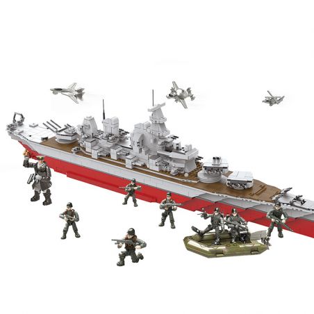 XIANG JUN XJ-876 non  CHIẾN HẠM IOWA bộ đồ chơi xếp lắp ráp ghép mô hình Military Army USS IOWA BB-61 Quân Sự Bộ Đội 2075 khối