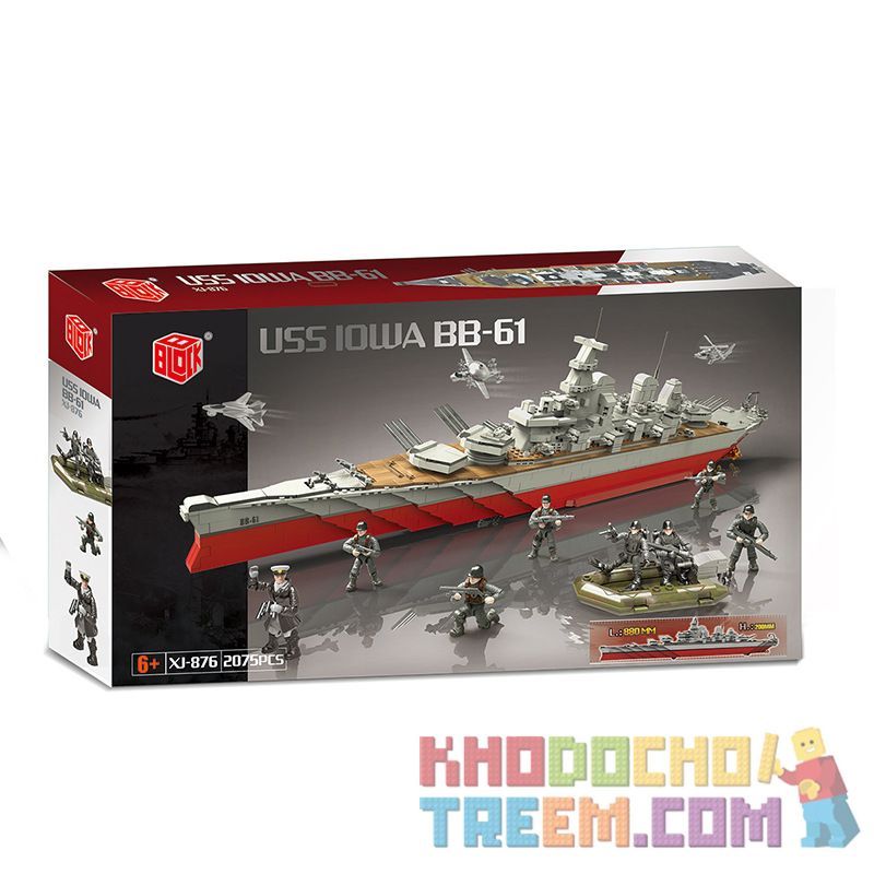 XIANG JUN XJ-876 non  CHIẾN HẠM IOWA bộ đồ chơi xếp lắp ráp ghép mô hình Military Army USS IOWA BB-61 Quân Sự Bộ Đội 2075 khối