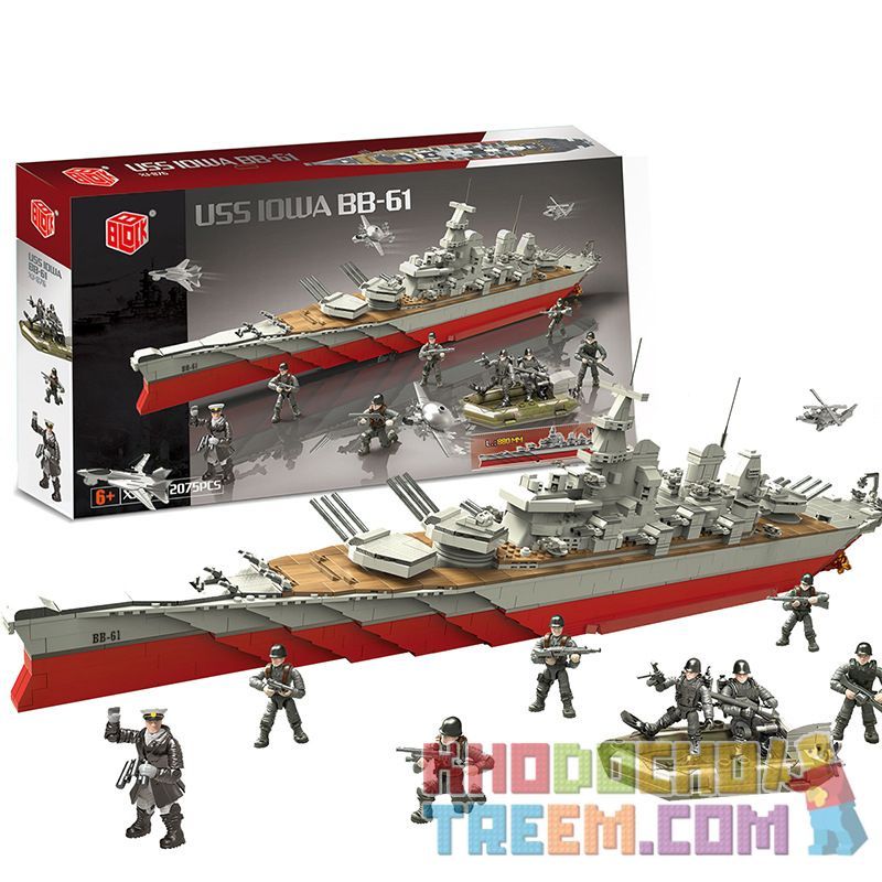 XIANG JUN XJ-876 non  CHIẾN HẠM IOWA bộ đồ chơi xếp lắp ráp ghép mô hình Military Army USS IOWA BB-61 Quân Sự Bộ Đội 2075 khối