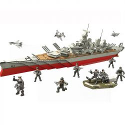 XIANG JUN XJ-876 non  CHIẾN HẠM IOWA bộ đồ chơi xếp lắp ráp ghép mô hình Military Army USS IOWA BB-61 Quân Sự Bộ Đội 2075 khối