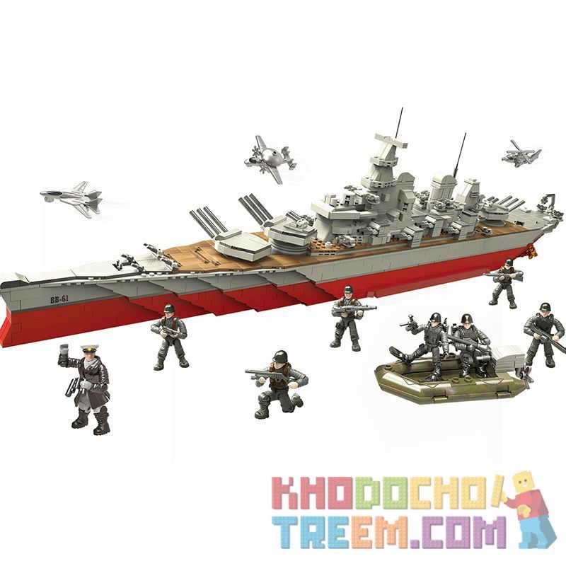 XIANG JUN XJ-876 non  CHIẾN HẠM IOWA bộ đồ chơi xếp lắp ráp ghép mô hình Military Army USS IOWA BB-61 Quân Sự Bộ Đội 2075 khối